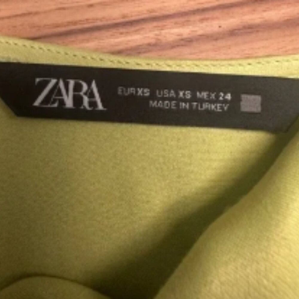 Zara boat neck tank green yellow size XS - Picture 2 of 4